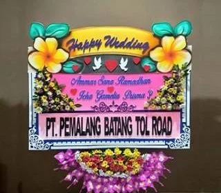 bunga papan happy wedding